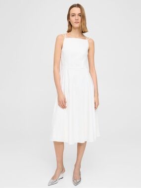 🤍 Theory White Linen Square Neck Dress | NWT | Timeless Quiet Luxury | Size 8